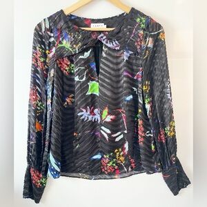 Tanya Taylor Layla Silk Blouse Multicolor Floral Print Size 2